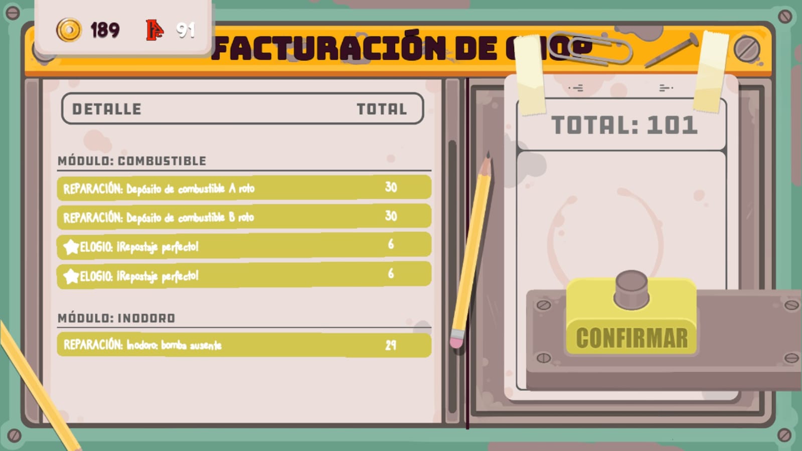 screenshot de Uncle Chop's: factura