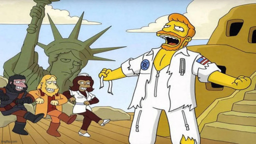 Screenshot de Los Simpson, el capítulo donde está el musical de Planet of the Apes