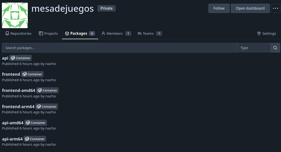 Las imágenes creadas. Tengo que ver cómo borrar las imágenes específicas de cada arquitectura