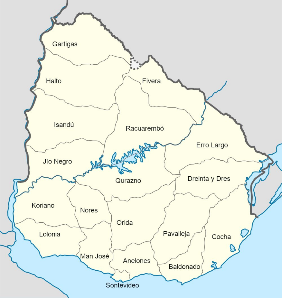 Mapa De Uruguay Pero Cada Departamento Empieza Con La Letra Que Lo Identifica En Las Matr Culas